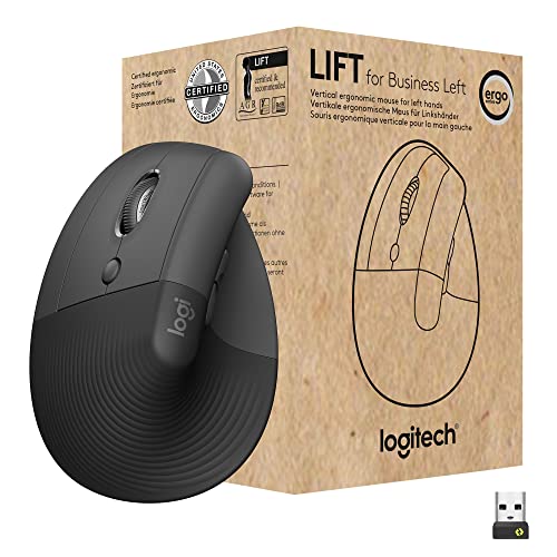 Logitech Lift For Business Per Mancini, Mouse Verticale Ergonomico Per Mancini, Wireless, Bluetooth, Usb Secured Logi Bolt, Clic Silenziosi, Certifica