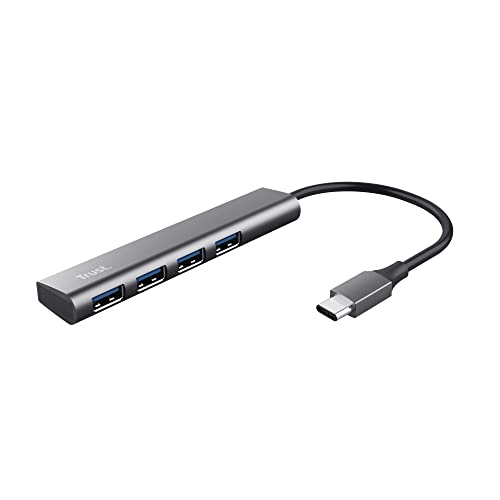 Trust Halyx 4 Porte Hub Usb-C 3.2 Gen 1, Velocità 5 Gbps, Sdoppiatore Multiporta Usb-A, Multipresa Usb Plug & Play, Adattatore Compatto Per Pc, Portat
