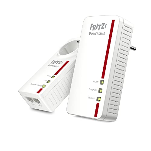 Avm Fritz!Powerline 1260 Wlan Kit Extender Per Rete Elettrica Fino A 1.200 Mbit/S, Wi-Fi Integrato Fino A 1.266 Mbit/S, Mesh, Access Point, Interfacci