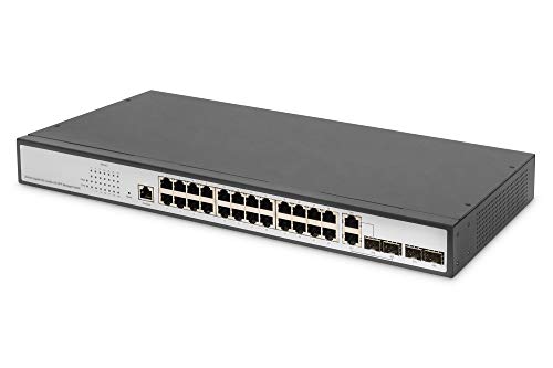 Digitus Switch Di Rete Gigabit Ethernet - 19 Pollici - 24 Porte - 4 X Uplink (Sfp/Rj45) - Layer 2 Gestito - Porta Cli - Nero