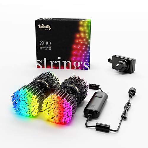 Twinkly Strings - Luci Di Natale Smart Con 600 Led Rgb - Decorazioni Natalizie Per Interni Ed Esterni - Illuminazione Controllata Da App, Filo Nero, 4