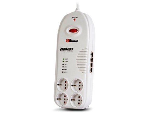Hamlet Hnpl200P4 - Multipresa Powerline Av 200 Mbit