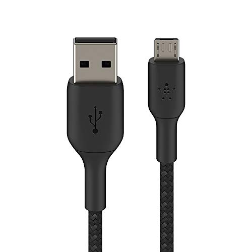 Belkin Cab007Bt1Mbk Cavo Micro-Usb Per Altoparlanti Portatili, Power Bank, E-Reader, Cavo Intrecciato Da Usb-A A Micro-Usb, 1 M, Nero