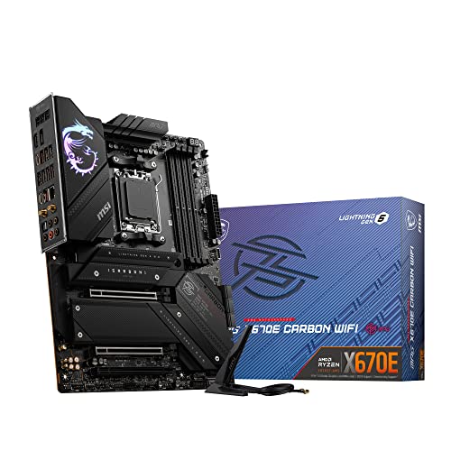 Msi Mpg X670E Carbon Scheda Madre, Atx - Supporta I Processori Amd Ryzen 7000 Series, Am5-18 Duet Rail 90A Power Stage, Ddr5 Memory Boost 6600+Mhz/Oc,