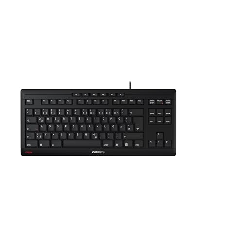 Cherry Tastiera Stream Tkl, Design Tedesco, Tastiera Qwertz, Tastiera Cablata, Blue Angel, Meccanismo A Forbice Sx, Pressione Silenziosa, Nera