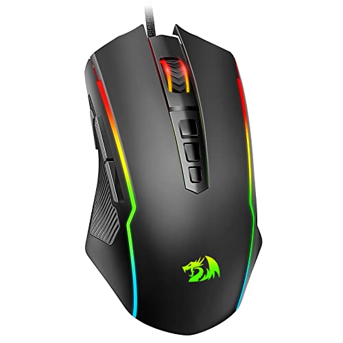 Redragon Mouse Gaming, Mouse Da Gioco Cablato Con Retroilluminazione Rgb,8000 Dpi Regolabili Mouse Da Gioco Per Pc Con 9 Pulsanti Macro Programmabili,