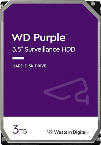 Western Digital Wd30Purz Wd Purple Hard Disk Per Videosorveglianza Con Tecnologia Allframe 4K 3.5 Pollici Sata 6 Gb/S 180Tb/Anno, 64 Mb Cache, 5400 Rp