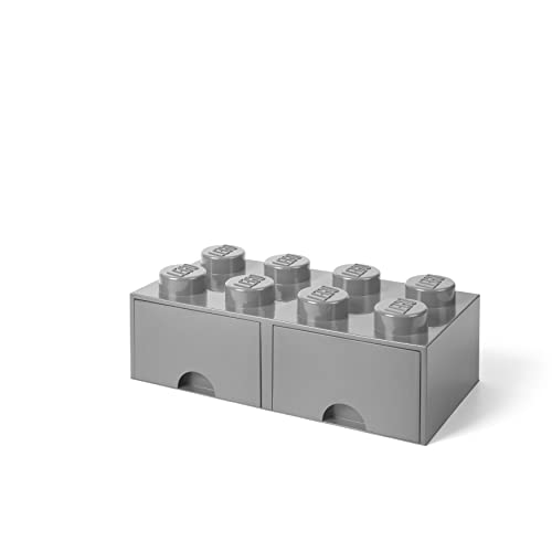 Cassettiera Mattoncino Lego 8 Bottoni, 2 Cassetti, Cassa Portaoggetti Impilabile, 9.4 L