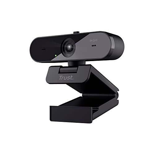 Trust Taxon 2K Qhd Webcam Pc, Plastica Riciclata 85%, 2560X1440P Videocamera, Filtro Privacy, Autofocus, Lente Grandangolare, 2 Microfoni, Telecamera