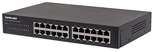 Intellinet 561273 Gigabit Ethernet (10/100/1000) Black Network Switch - Network Switches (Gigabit Ethernet (10/100/1000), Full Duplex, Rack Mounting)