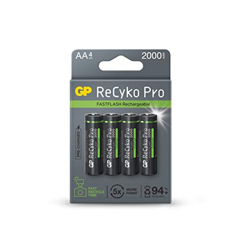 Gp Batteries 125210Aahcf-C4 Recyko+Pro Photo Hr06 Mignon (Aa) - Batteria Nimh 2000 Mah 1,2 V, 4 Pezzi