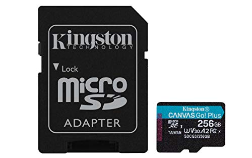 Kingston Canvas Go! Plus Microsd Scheda Di Memoria Classe 10, Uhs-I 256Gb Microsdxc 170R A2 U3 V30 Card + Adattatore