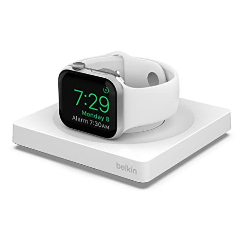Belkin Caricabatteria Per Apple Watch, Tappetino Di Ricarica Wireless Rapida Da Viaggio Certificato Mfi, Modalità Notte, Design Minimalista, Cavo Usb-