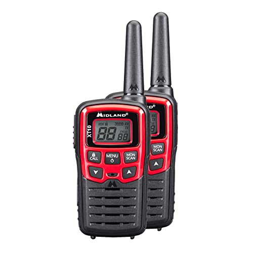Midland C1176 Xt10 - Radio Entry Level Ricetrasmittente Walkie Talkie - Pmr 446 Senza Licenza -Colore Rosso - 16 Canali, Raggio 4 Km, 38 Toni - Set Di