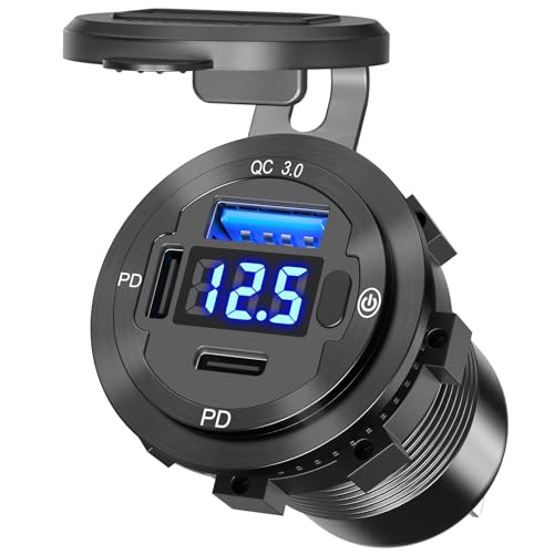 78W Usb C Presa 12V Per Auto In Metallico: Qidoe Pd Usb Caricabatteria 12 Volt Presa Da Auto Incasso Accendisigari Adattatore Impermeabile Con Interru