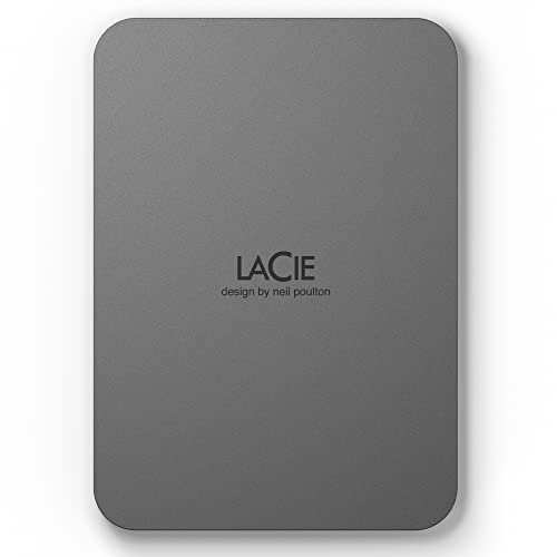 Unità Disco Portatile Esterna Lacie Mobile Drive Da 4 Tb - Argento Lunare, Usb-C 3.2, Per Pc E Mac, Riciclata Post Consumo, Con Piano Tutte Le Applica