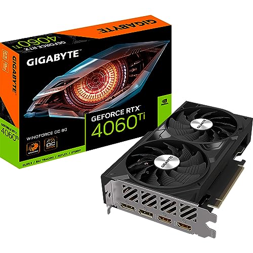 Gigabyte Nvidia Geforce Rtx 4060 Ti Windforce Oc Scheda Grafica - 8Gb Gddr6, 128-Bit, Pci-E 4.0, 2550Mhz Core Clock, 2X Dp 1.4, 2X Hdmi 2.1A, Nvidia D