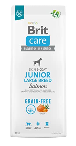 Dry Food For Young Dog (3 Months - 2 Years) Large Breeds Over 25 Kg - Brit Care Dog Grain-Free Junior Large Salmon 12Kg