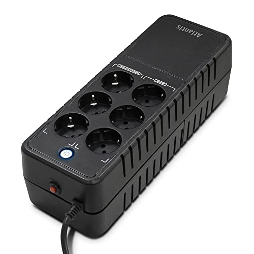 Atlantis A03-Ps1000 Gruppo Di Continuità Offline 1000Va/500W, 6 Prese Schuko, 1 Batteria 12V 5.6Ah