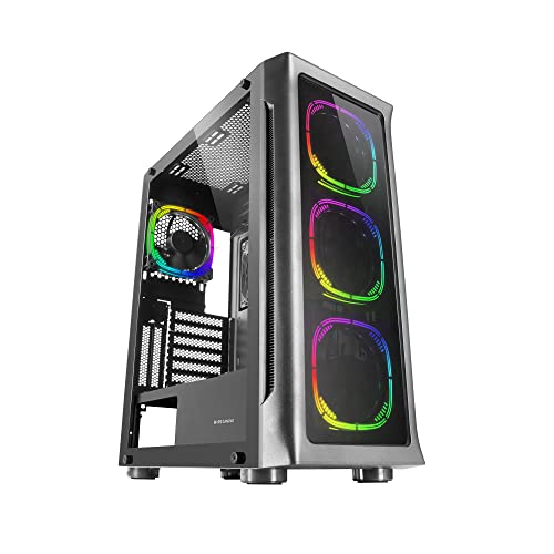Mars Gaming Mc-Neo Nero, Torre Gaming Xxl E-Atx, Finestra Frontale E Laterale Vetro Temperato, 4 Ventole Argb 120Mm + Ventola 120Mm, Sistema Cpu Freez