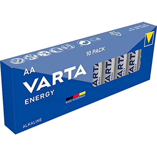 Varta Batteria Alcalina Energy Aa (Confezione Da 10), «Made In Germany», Adatta Per Radio E Orologi Da Parete
