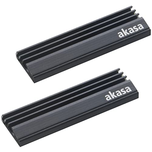 Akasa M.2 Ssd Heatsink | Aluminum Heatsink Cooling Fin | Pre-Applied Thermal Adhesive Tape | 71 X 22 X 6.4Mm | Suitable For M.2 2280 Ssd | Black | 2 P