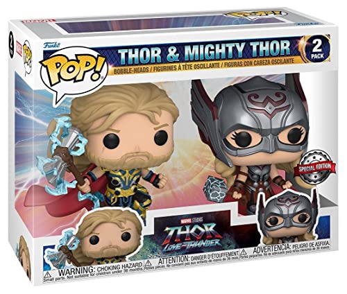 Funko Pop! Marvel: Thor Love & Thunder - 2Pk - Thor & Mighty Thor - Thor: Love And Thunder - Figura In Vinile Da Collezione - Idea Regalo - Merchandis