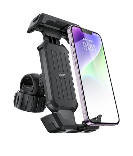 Vup Porta Cellulare Bici,Porta Cellulare Moto【Blocco Sicurezza Antivibrante】 360° Supporto Universale Per Manubrio,Compatibile Con Iphone/Samsung/Huaw