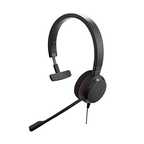Jabra Evolve 20 Se Mono Headset – Microsoft Certified Headphones For Voip Softphone With Passive Noise Cancellation – Usb-A Cable With Controller – Bl