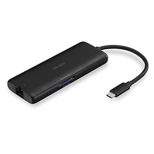 Lindy 43358 Dst-Mini Usb C Laptop Mini Docking Station - 4K@60Hz Hdmi, Pd 3.0 100W, Usb 3.2 Gen 1, Gigabit Ethernet, Microsd E Sd, Display, 4K, Uhd