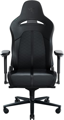 Razer Enki (Black) - Sedia Da Gaming Con Supporto Lombare Integrato, Finta Pelle Multistrato, Cuscini In Schiuma Ad Alta Densità, Braccioli 4D, Cuscin