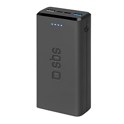 Sbs Power Bank Caricabatterie 20000 Mah, 1 Porta Usb-A Da 10W E 1 Da 5W, 1 Usb-C Da 10W, Slim, Leggero, Carica Fino A 8 Volte Smartphone E 4 Volte Tab
