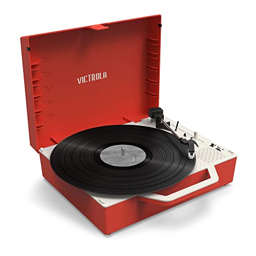 Victrola, Giradischi Portatile Re-Spin, Audio Di Qualità, Bluetooth, Design Eco-Sostenibile E Moderno, Tecnologia Vinyl Stream, Rosso