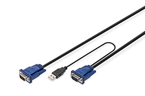 Digitus Ds19233 Cavo Triplo Per Console Con Switch Kvm Per Server Usb/Ps2, 5 M