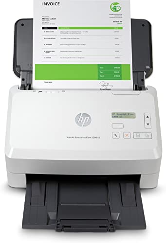 Hp Scanjet Enterprise Flow 5000 S5 6Fw09A, Scansione Fronte E Retro In Un Solo Passaggio, 65 Ppm E 130 Ipm, Scan, Compatto, Piccolo E Sottile, Bianco