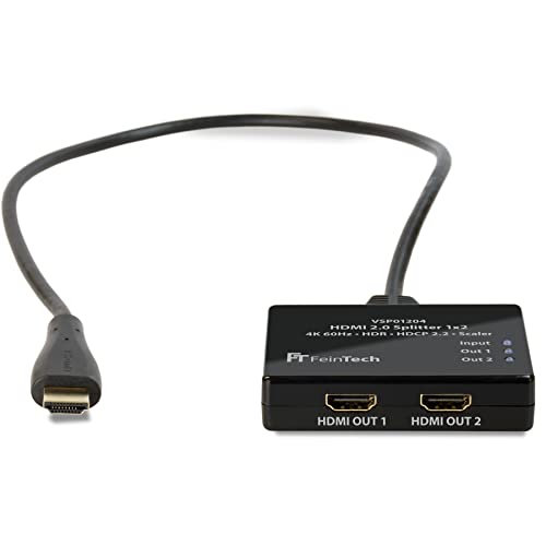 Feintech Vsp01204 Splitter Hdmi Ultra Hd 4K 60Hz Hdr Con Scaler, Nero