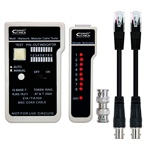 Nanocable 10.31.0303 Tester Professionale Per Rj11/Rj12/Rj45, Cavi Coassiali