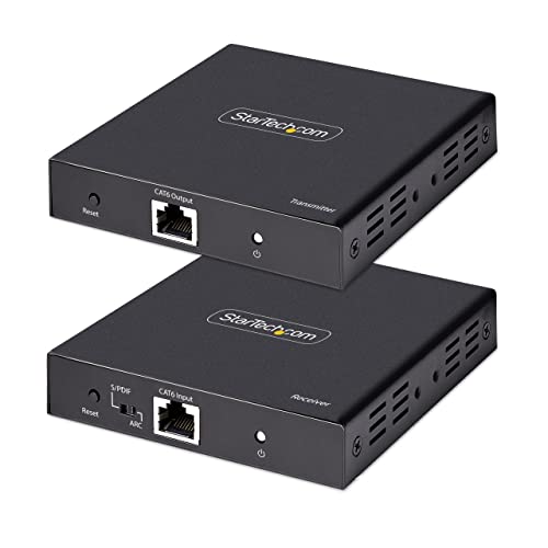 Startech.Com Extender Hdmi 4K Su Cavo Ethernet Cat5/Cat6, Video Extender 4K 60Hz Hdr Fino A 70M, Uscita Hdmi E Audio S/Pdif Su Cavo Di Rete - Kit Tras