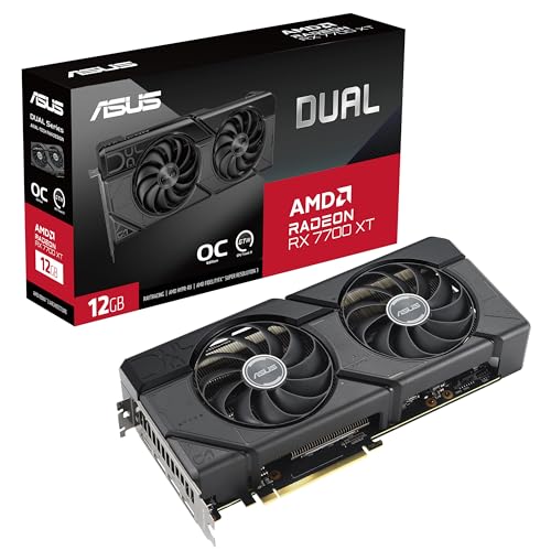 Asus Dual Amd Radeon Rx 7700 Xt Oc Edition Scheda Grafica 12 Gb Gddr6, 192 Bit, Pcie 4.0, Hdmi, Displayport, Nero, Dual-Rx7700Xt-O12G