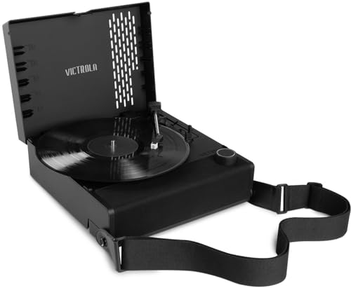 Victrola, Revolution Go, Giradischi Portatile, Altoparlanti Bluetooth Integrati, Batteria Ricaricabile, Nero