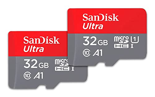 Sandisk Ultra 32 Gb Microsdhc Memory Card + Sd Adapter With A1 App Performance Up To 120 Mb/S, Class 10, U1 (Twin Pack)