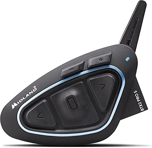 Midland Btx2 Pro S Lr Singolo C1414.02, Interfono Moto Bluetooth Singolo, Auricolari Casco Impermeabili Ipx6, Cancellazione Del Rumore, Fino 8 Persone