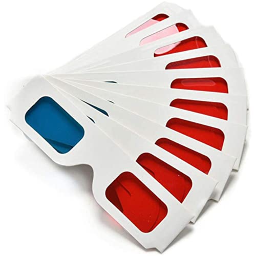 Carta 3D Occhiali, Rosso E Ciano Anaglifi In Cartone Bianco, Telaio, 50 Paia