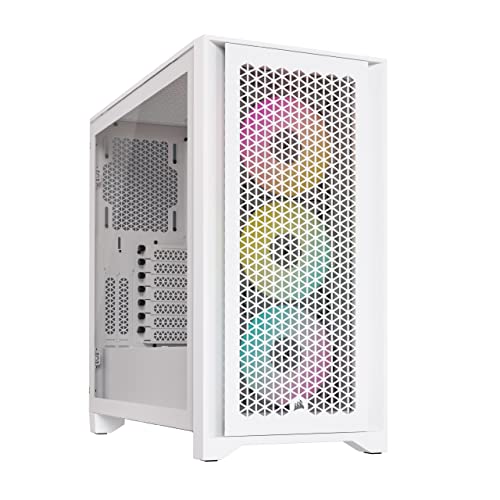 Corsair Case Mid-Tower Icue 4000D Rgb Airflow, 3 Ventole Af120 Rgb Elite - Controller Icue Lighting Node Pro - Design Con Flusso D’Aria Ottimizzato -