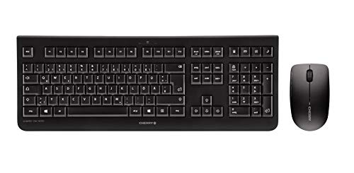 Cherry Dw 3000, Set Tastiera E Mouse Wireless, Layout Tedesco, Tastiera Qwertz, Funzionamento A Batteria, Omologazione Gs, Battitura Silenziosa, Nero