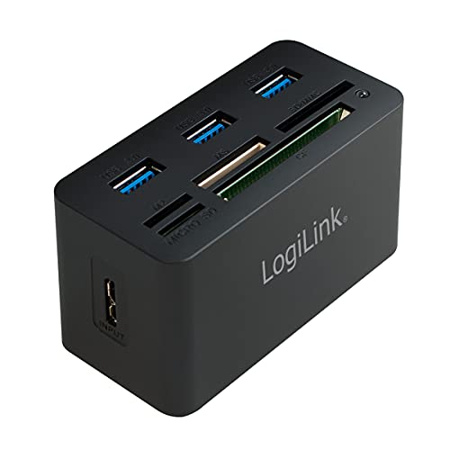 Logilink Cr0042 Hub Usb 3.0 Con Lettore Di Schede All-In-One (Micro Sd/Sd/Ms / M2 / Cf) Nero