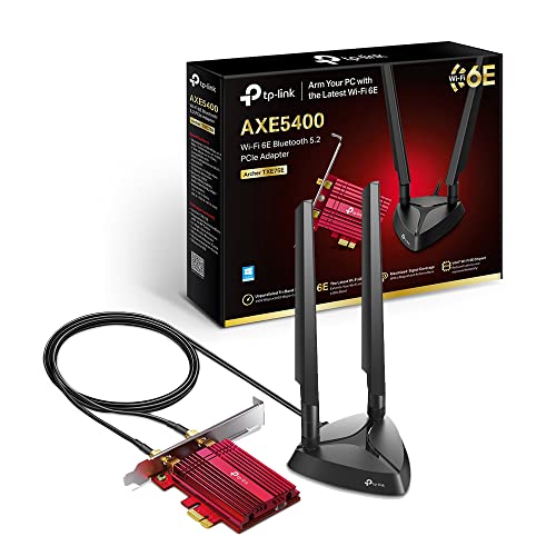 Tp-Link Archer Txe75E Axe5400Mbps Scheda Di Rete Wireless Wifi 6E Pcie Per Pc Fisso, Bluetooth 5.3, Staffa A Basso Profilo, Tri-Band (6 Ghz/5 Ghz/2.4 