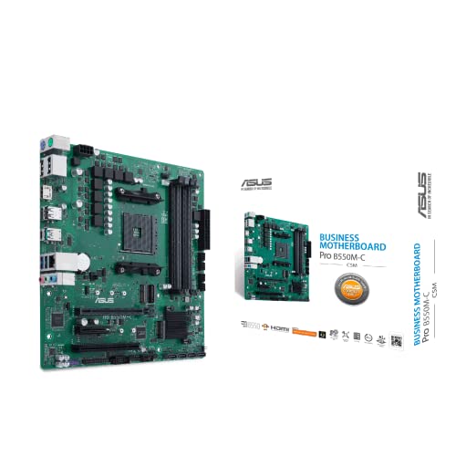Asus Pro B550M-C/Csm Scheda Madre Microatx, Amd B550, Am4, Ddr4, Pci 4.0, Lan Realtek 1Gb, 7.1 Surround, 2Xm.2, 4Xsata 6Gb/S, Usb 3.2 Gen 2, Control C