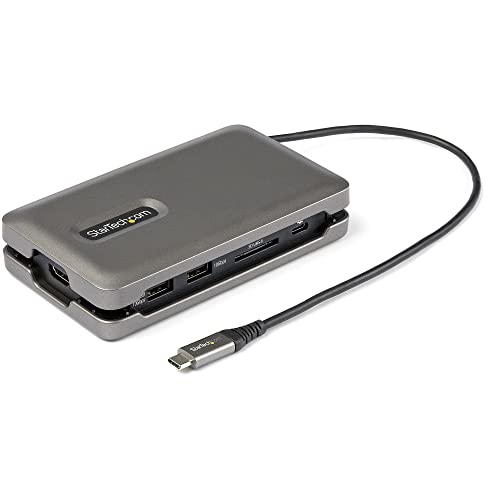 Startech Adattatore Multiporta Usb C A Hdmi 2.0 4K - Hub Usb 2 Porte 10Gbps - 100W Power Delivery Pass-Through - Gbe - Sd/Microsd - Mini Dock Usb Type