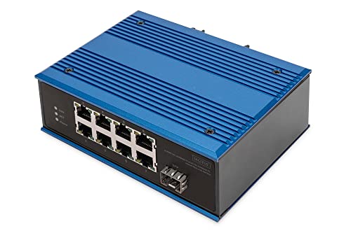 Digitus Switch Industriale 9 Porte Fast Ethernet Poe - Non Gestito - 8 Porte Rj45 + 1 Porta Sfp - 10/100 Mbps - Montaggio Su Guida Din - Classe Di Pro